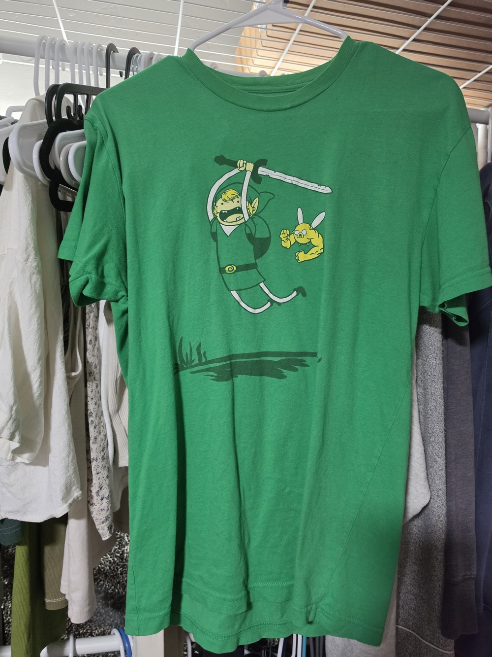 Zelda Theme Adventure Time Graphic T-Shirt - Cartoon Sword Design